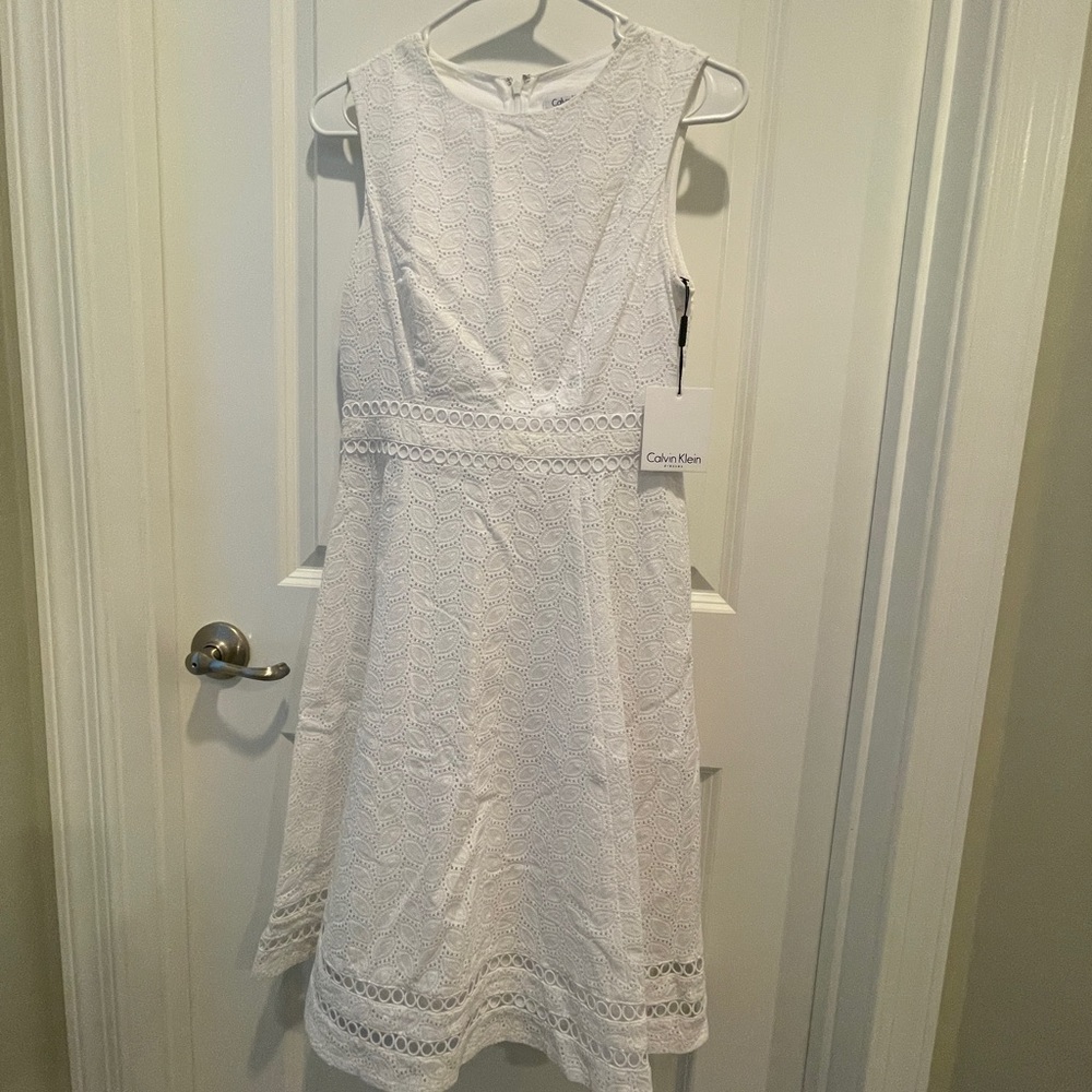 Calvin Klein Ivory Lace Midi Dress